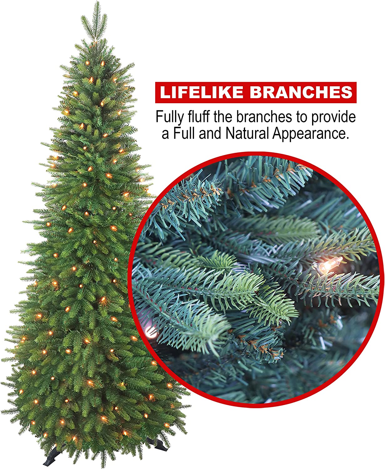 6ft Artificial Foldable Christmas Tree with Lifelike Branches