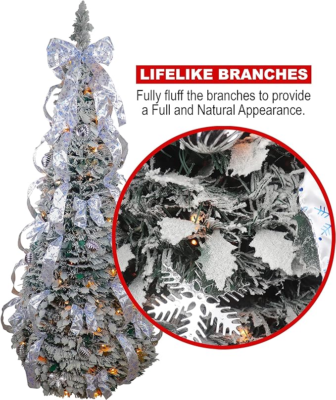 Pre Lit and Flocked Pop Up Christmas Tree