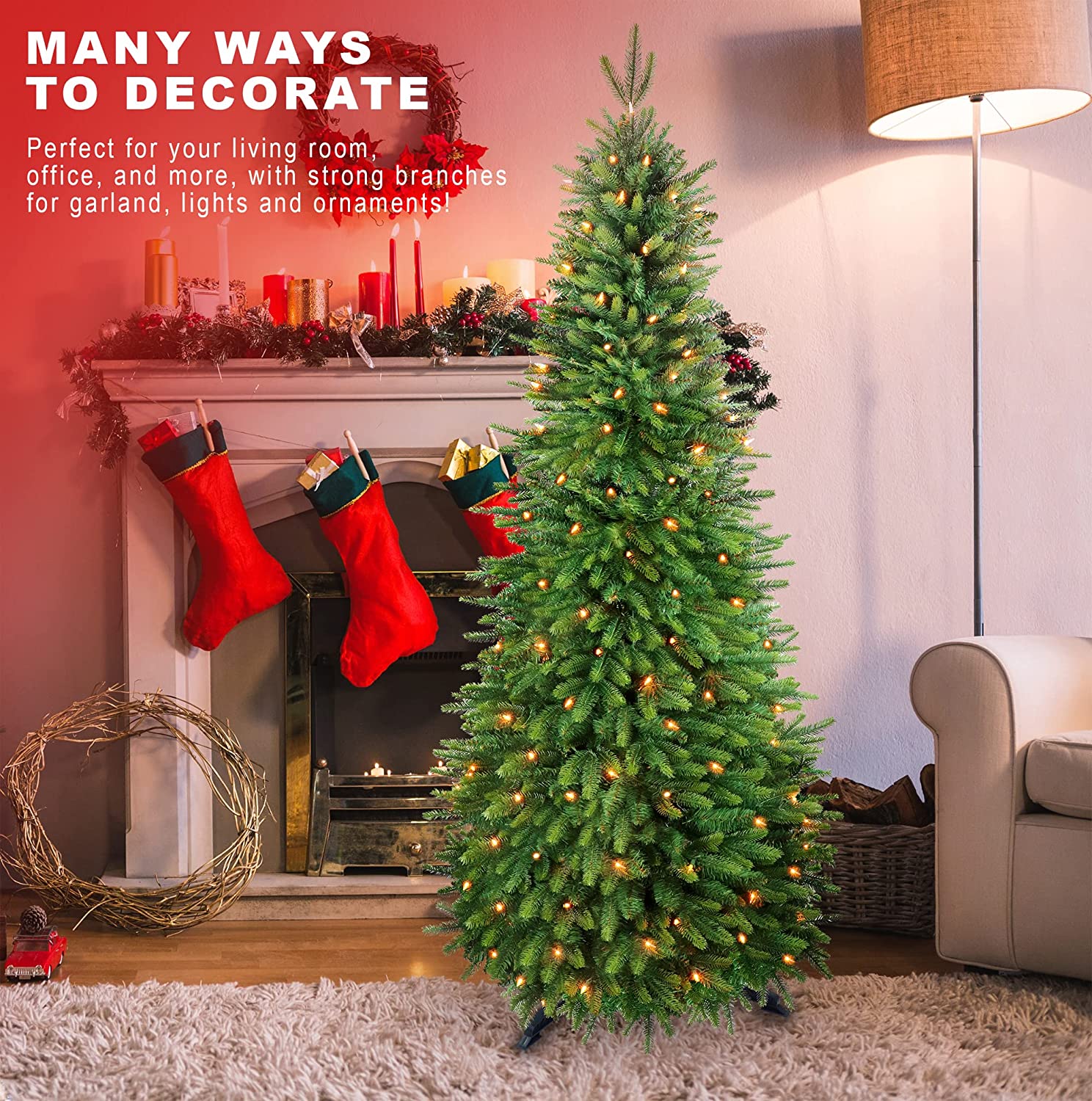 Pre Lit 6ft Foldable Christmas Tree