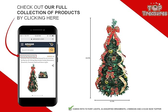 Small Collapsible Christmas Tree with Lights