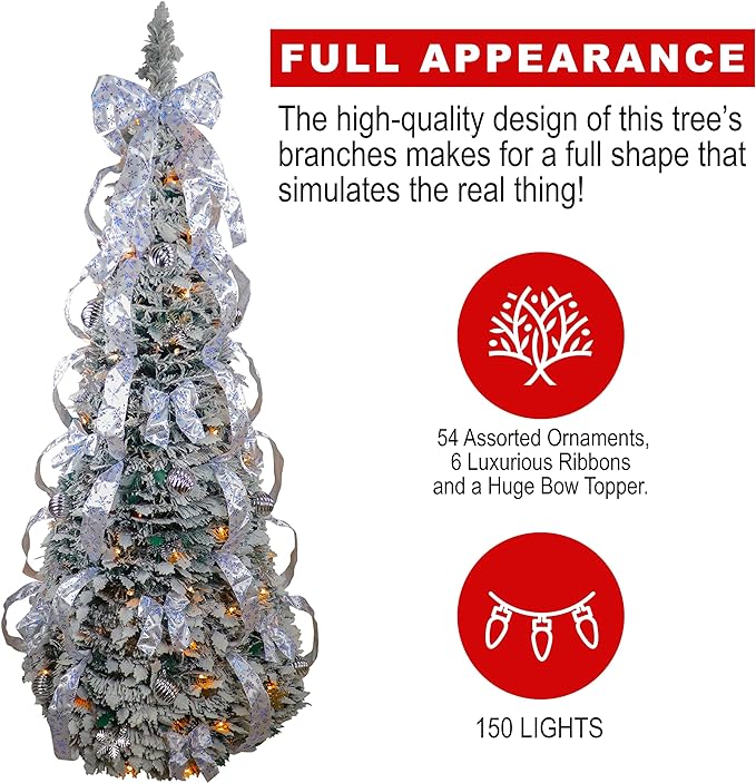 Snow Flocked Pop Up Christmas Tree Pre Lit