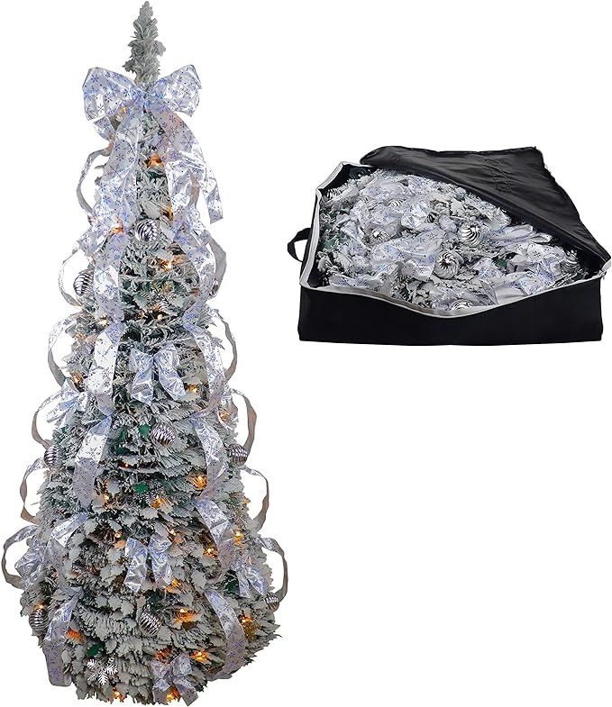 6 Foot Flocked Pop Up Christmas Tree with Storage Bag