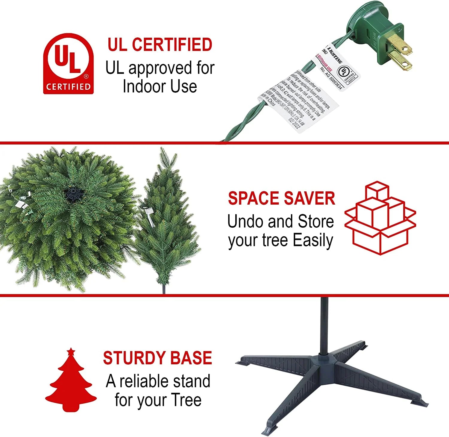 Space Saver and Foldable 6ft Christmas Tree With Lights
