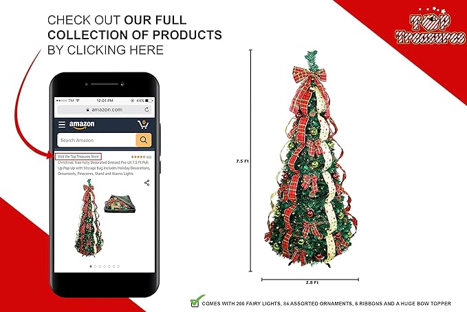 7.5 Feet Pop Up Christmas Tree